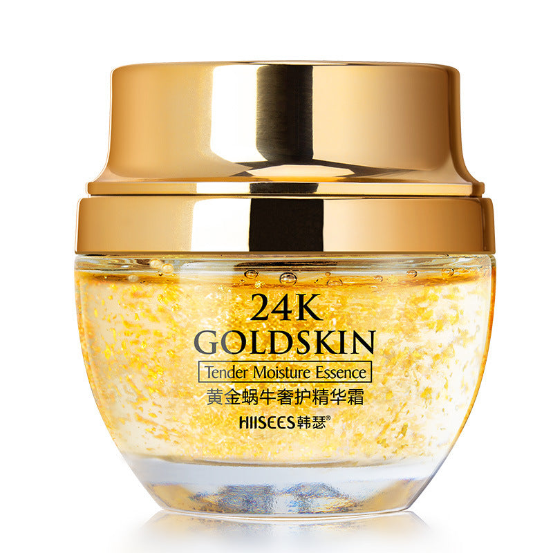 24K Gold Face Cream Dry Skin Care Whitening Snail Essence Brightening